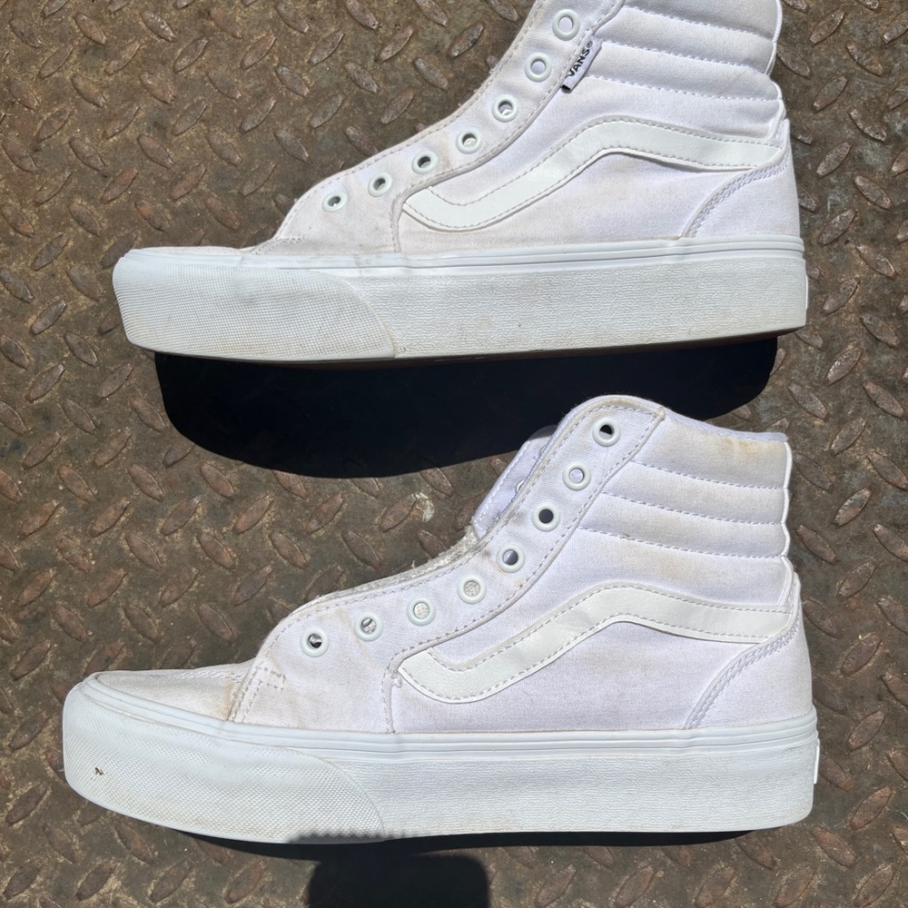 Vans solid white high tops
